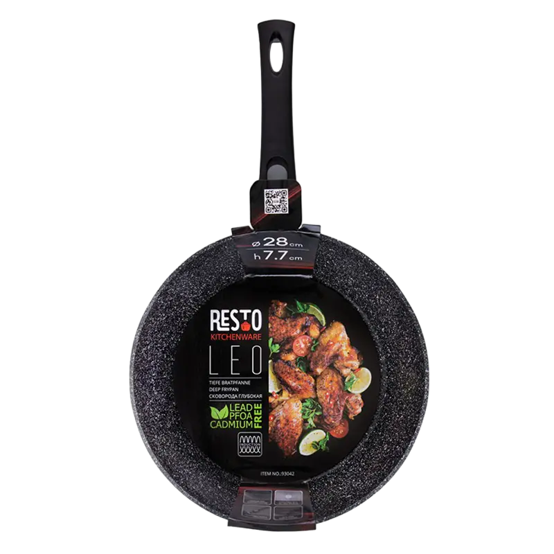 Сковорода глубокая RESTO 93042, 28см, Чёрный