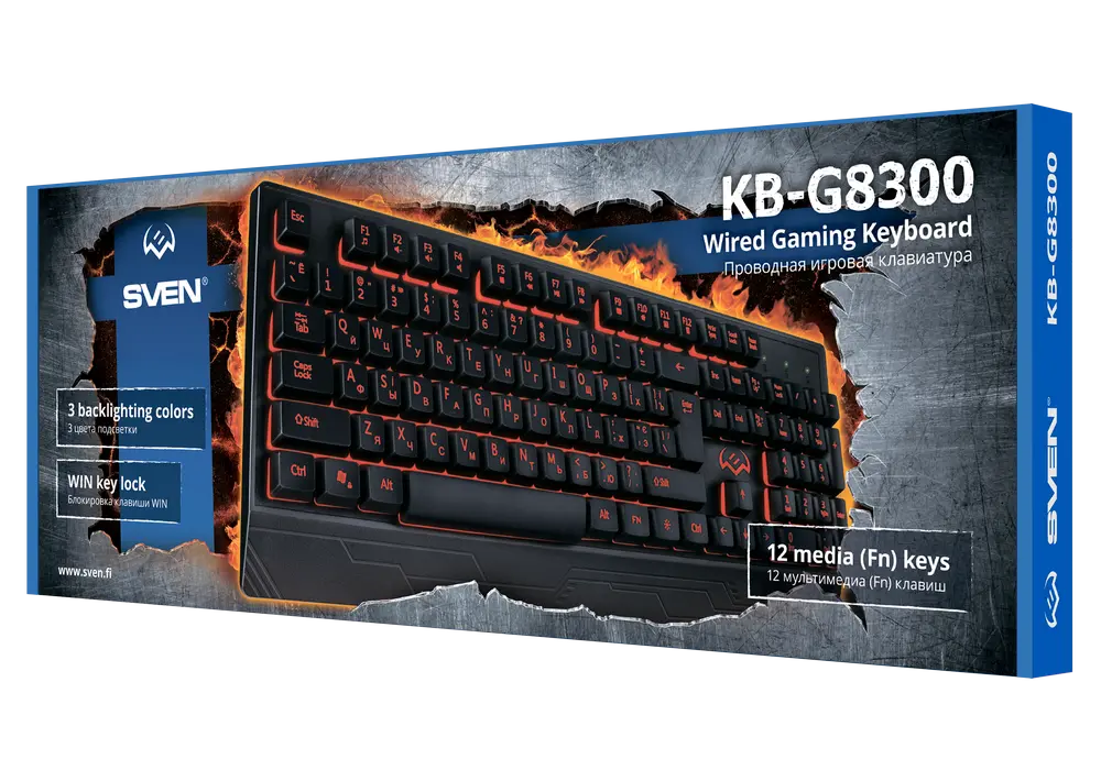 Tastatură SVEN KB-G8300, Cu fir, Negru