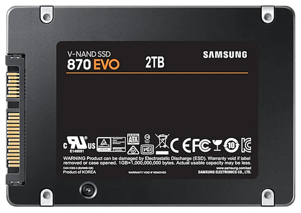 Накопитель SSD Samsung 870 EVO  MZ-77E2T0, 2000Гб, MZ-77E2T0BW