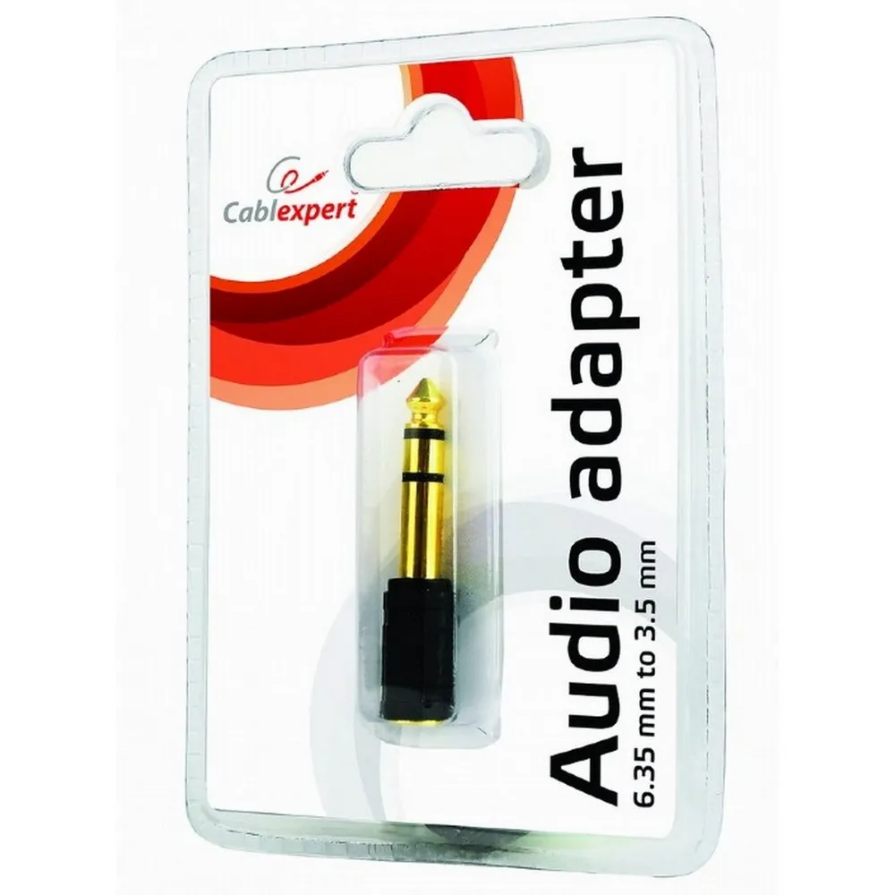 Audio Adaptor Cablexpert A-6.35M-3.5F, 6.35mm 3-pin (M) - 3.5mm 3-pin (F), Negru