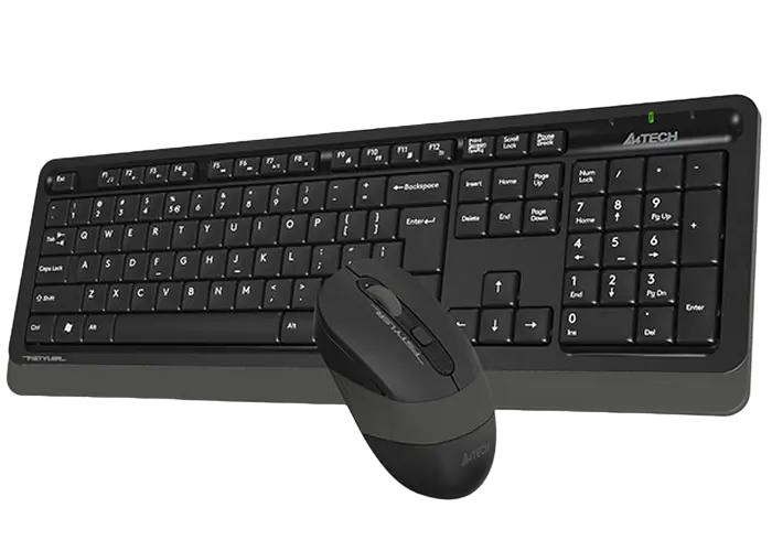 Wireless Keyboard & Mouse A4Tech FG1010S, Fn Keys, Splash Proof, Silent Mouse, 1xAA/1xAA, Grey
