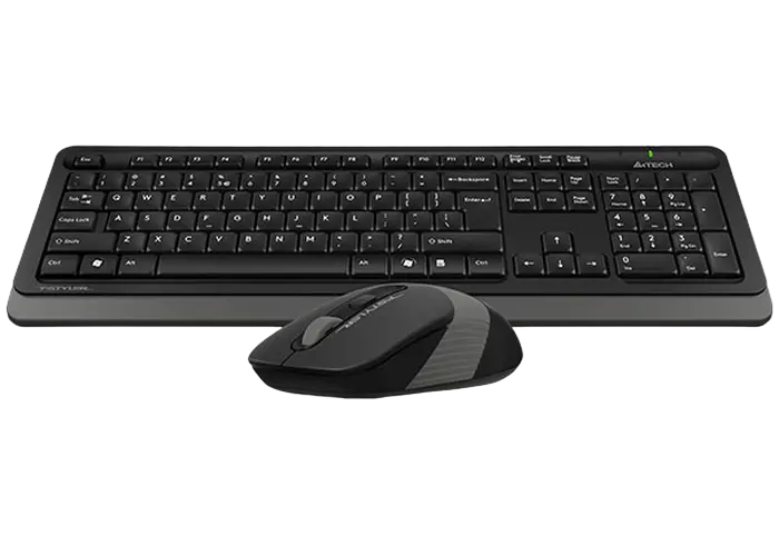 Wireless Keyboard & Mouse A4Tech FG1010S, Fn Keys, Splash Proof, Silent Mouse, 1xAA/1xAA, Grey