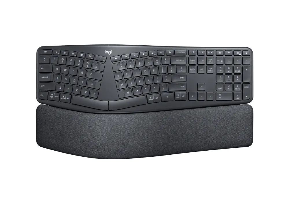 Wireless Keyboard Logitech ERGO K860, Curved keyframe, Split layout, Wrist rest, Tilt legs, 2.4/BT