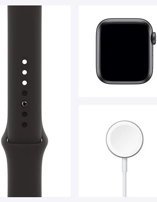 Ceas inteligent Apple Watch Series 6 GPS MG133, 40mm, Carcasă din aluminiu cu bandă Sport Neagră