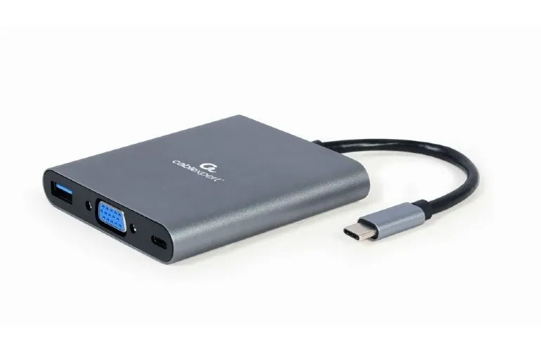 Adaptor Video Cablexpert A-CM-COMBO6-01, USB Type-C - VGA, HDMI, USB Type-C, USB Type-A, SD card-reader, Gri