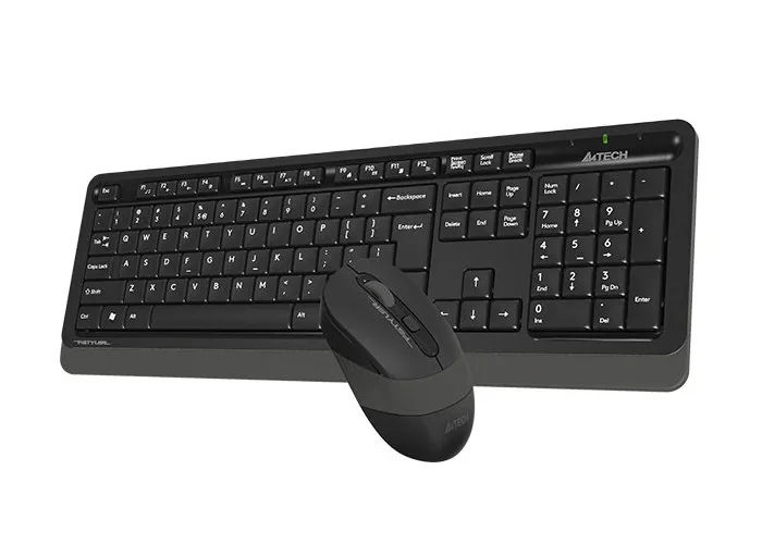 Wireless Keyboard & Mouse A4Tech FG1010S, Fn Keys, Splash Proof, Silent Mouse, 1xAA/1xAA, Grey