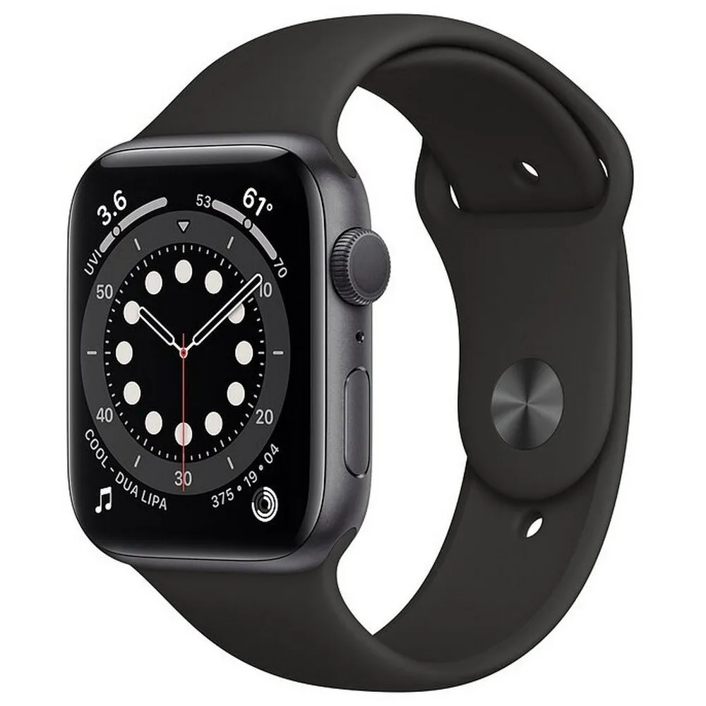 Ceas inteligent Apple Watch Series 6 GPS MG133, 40mm, Carcasă din aluminiu cu bandă Sport Neagră