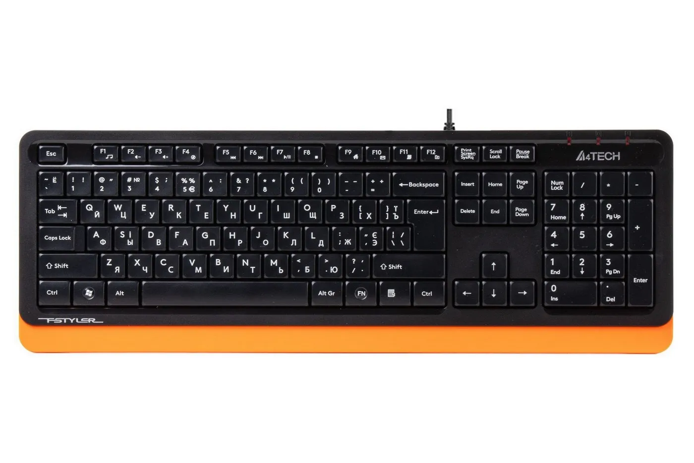 Клавиатура A4Tech FK10, Проводное, Черный/Оранжевый