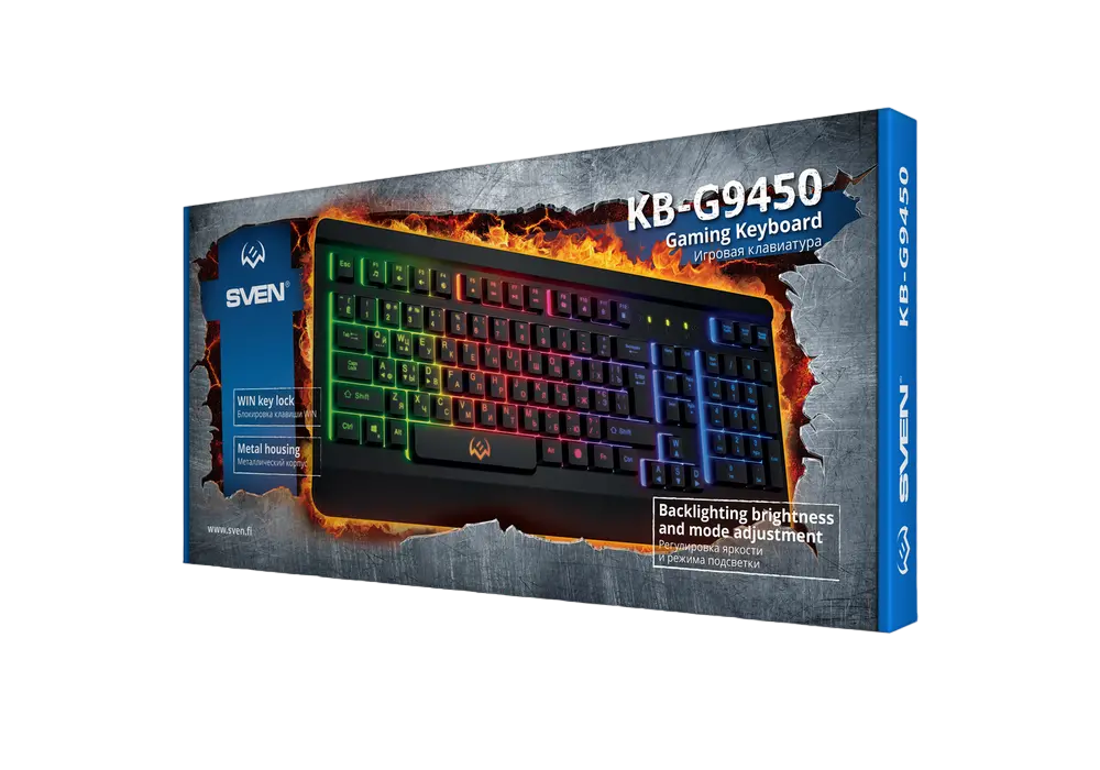 Tastatură SVEN KB-G9450, Cu fir, Negru