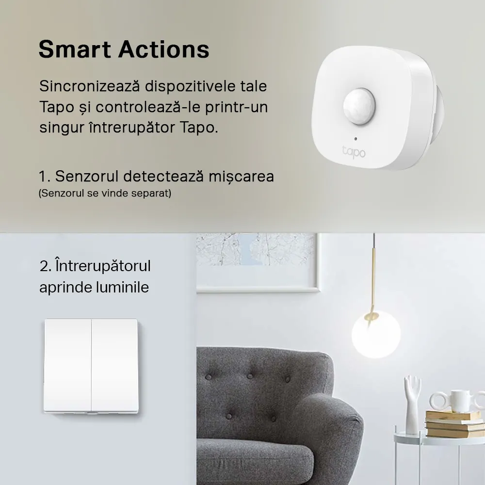 Comutator inteligent de lumină TP-LINK Tapo S220, Alb