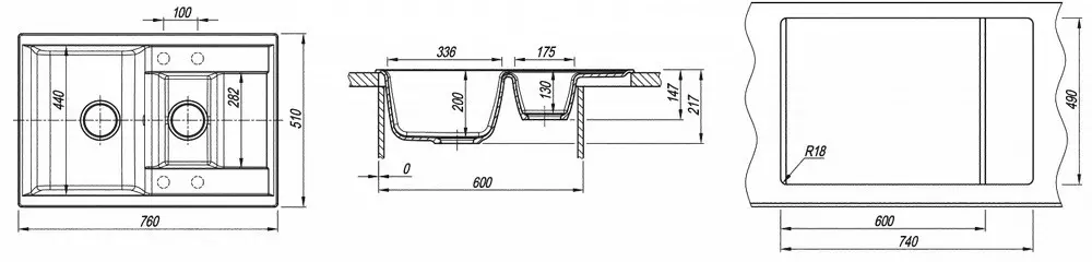 Кухонная мойка из камня Dr.Gans Astra 760 (Серый)