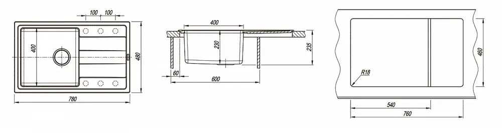 Кухонная мойка из кварца/нержав. Florentina-COMBI 780 Nisip