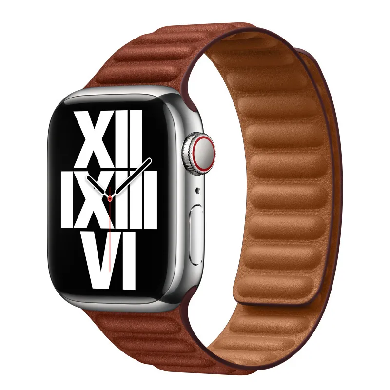 Strap Apple Watch 41mm Golden Brown Leather Link - M/L