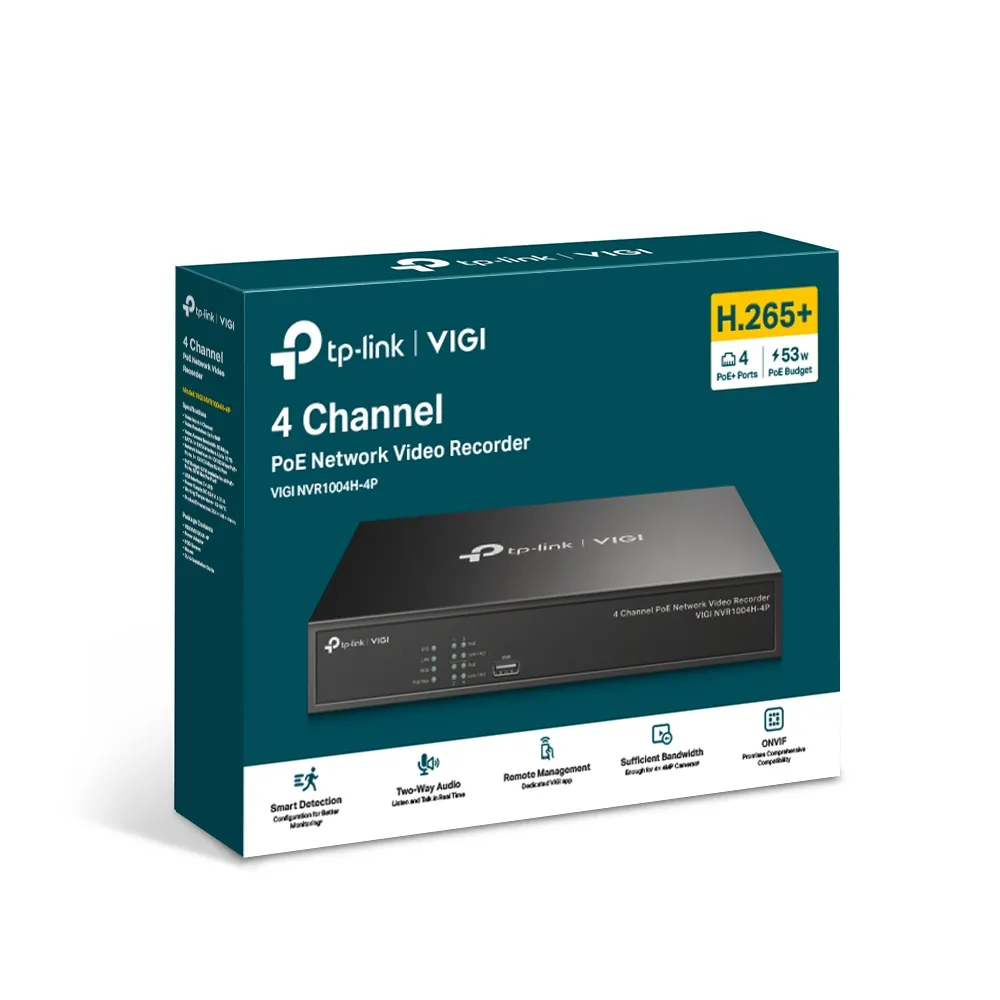 Înregistrator video TP-LINK VIGI NVR1004H-4P, Negru