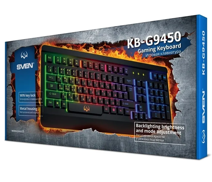 Tastatură SVEN KB-G9450, Cu fir, Negru
