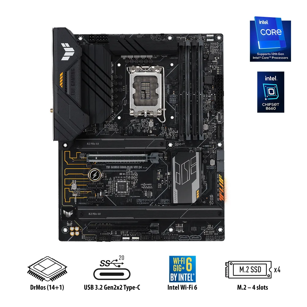 Материнская плата ASUS TUF GAMING B660-PLUS WIFI D4, LGA1700, Intel B660, ATX