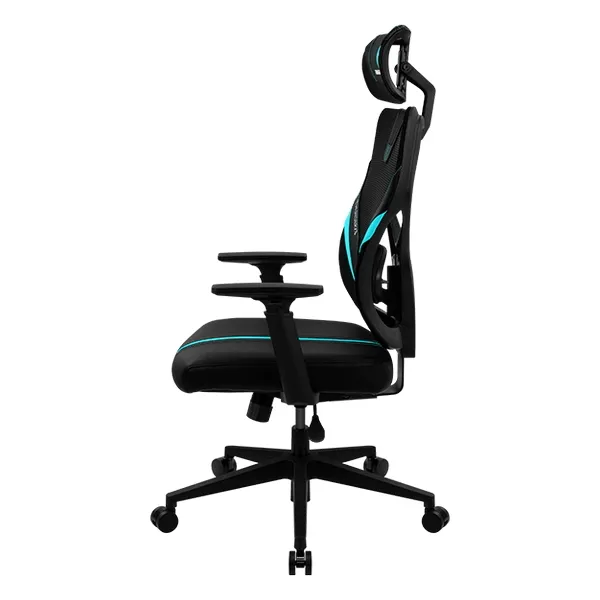 Scaun Gaming ThunderX3 Yama1, PU Piele, Negru/Albastru deschis