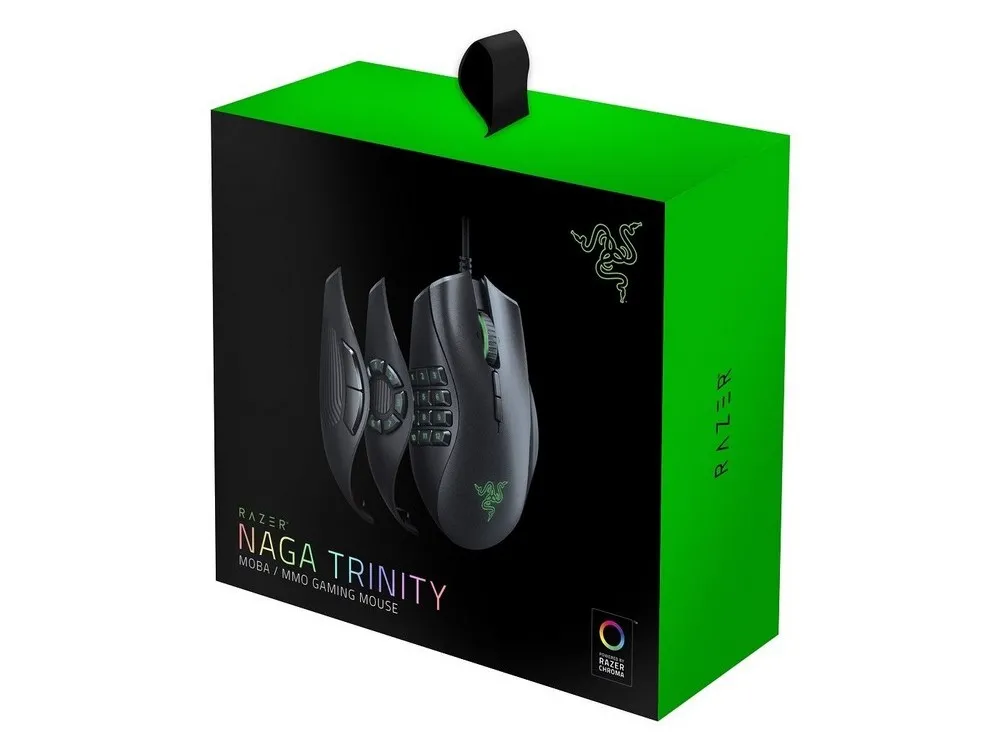 Gaming Mouse Razer Naga Trinity, 16k dpi, 19 buttons, 50G, 450IPS, 120g, RGB, USB, Black
