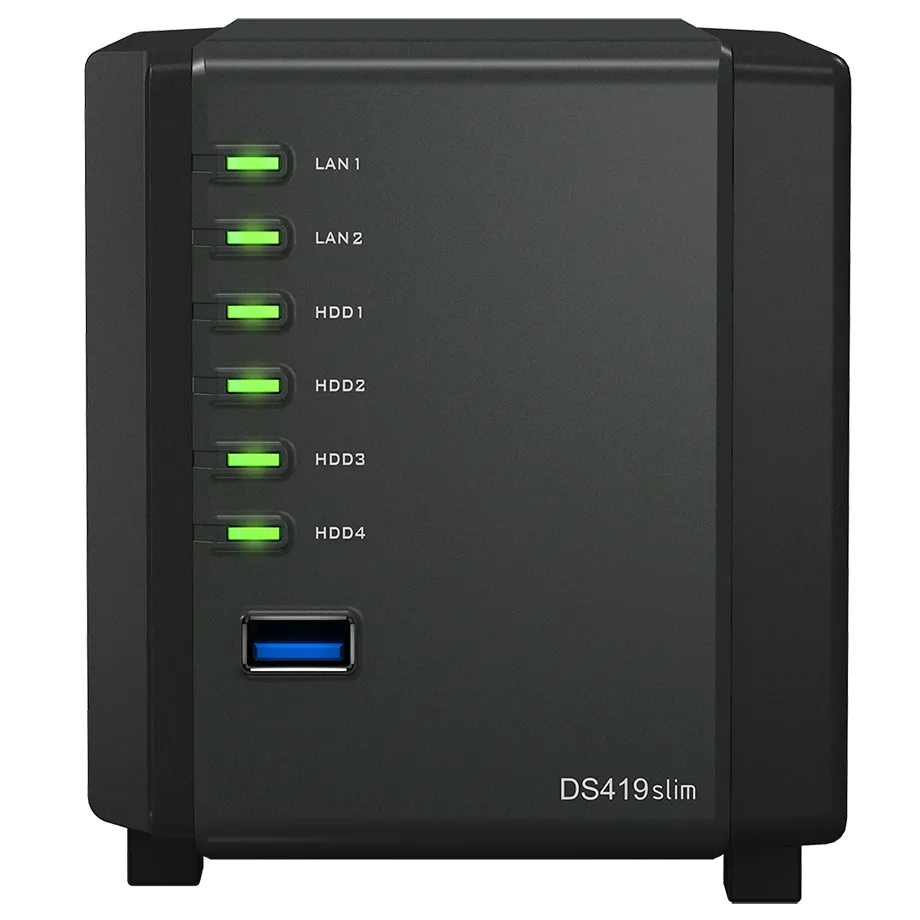 Сетевое хранилище SYNOLOGY DS419slim, Чёрный