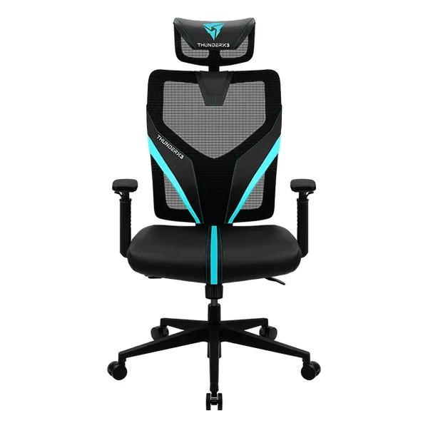 Scaun Gaming ThunderX3 Yama1, PU Piele, Negru/Albastru deschis