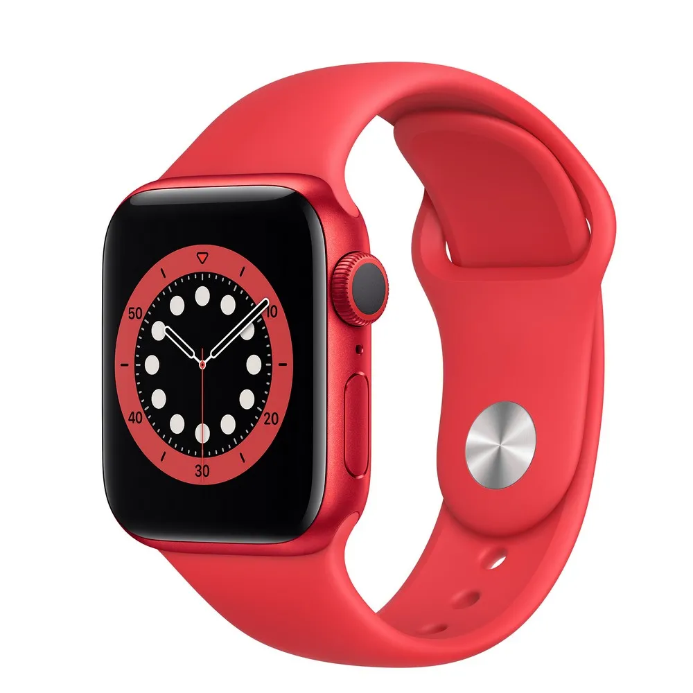 Ceas inteligent Apple Watch Series 6 GPS M00A3, 40mm, Carcasă din aluminiu cu bandă Sport Roșie