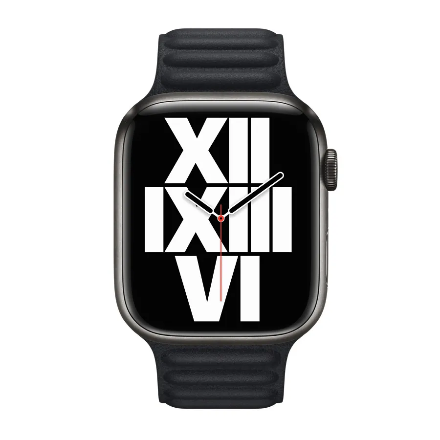 Strap Apple Watch 45mm Midnight Leather Link - M/L