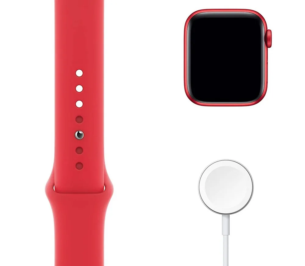 Ceas inteligent Apple Watch Series 6 GPS M00A3, 40mm, Carcasă din aluminiu cu bandă Sport Roșie