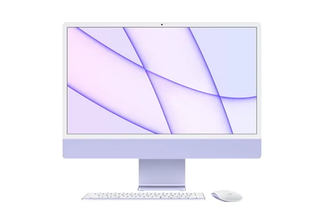 Computer All-in-One Apple iMac A2438, M1 with 8-core CPU and 8-core GPU, 16GB/512GB, macOS Big Sur, Purple
