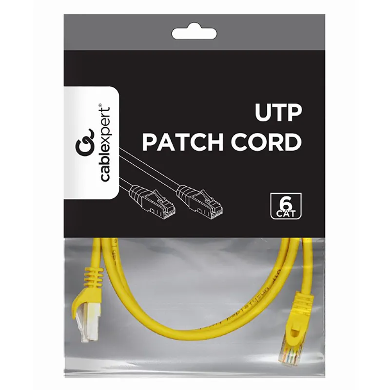 Patch cord Cablexpert PP6U-0.5M/Y, Cat6 UTP, 0,5m, Galben