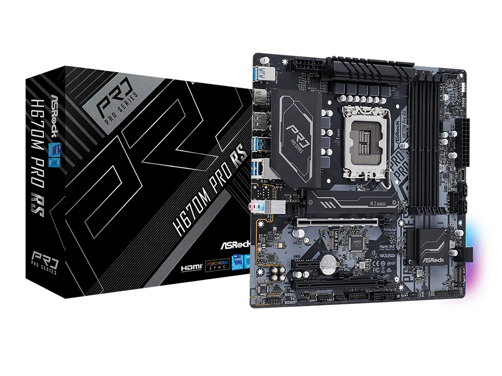 Материнская плата ASRock H670M PRO RS, LGA1700, Intel H670, Micro-ATX