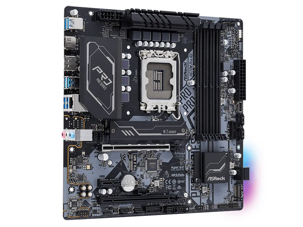 Материнская плата ASRock H670M PRO RS, LGA1700, Intel H670, Micro-ATX