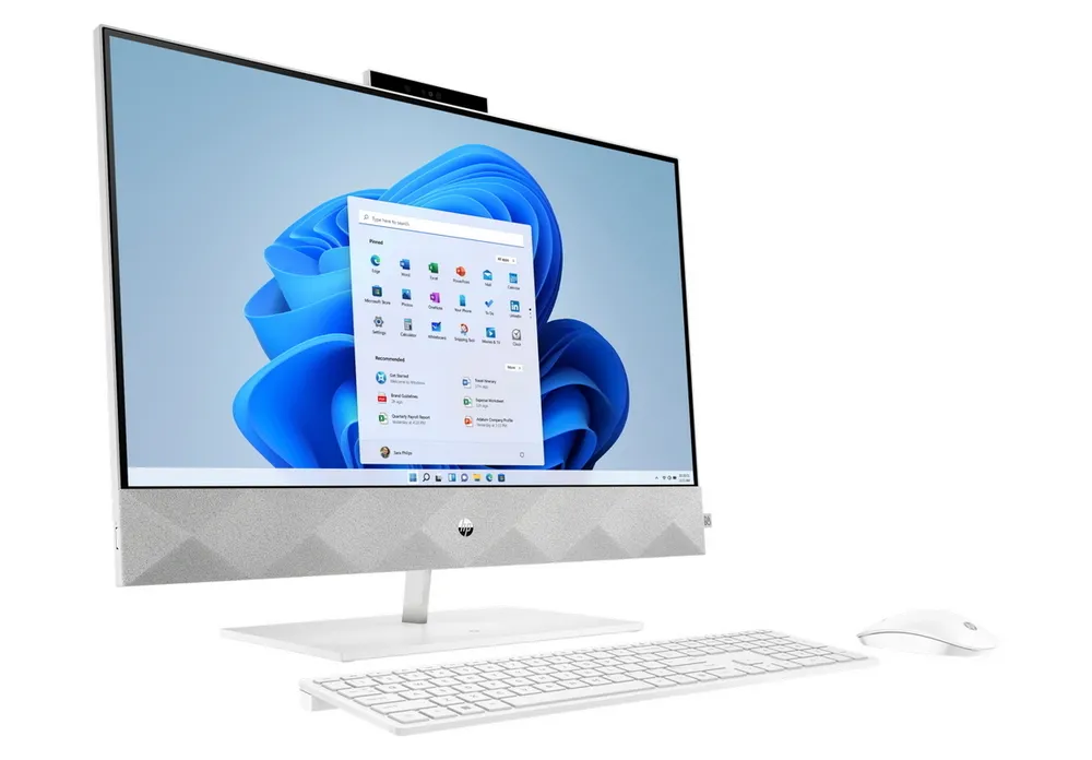 Computer All-in-One HP Pavilion 27-CA0015UR, 27", AMD Ryzen 7 5700U, 16GB/512GB, FreeDOS, Alb