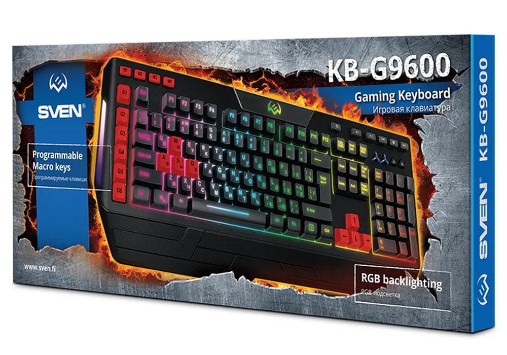 Tastatură SVEN KB-G9600, Cu fir, Negru