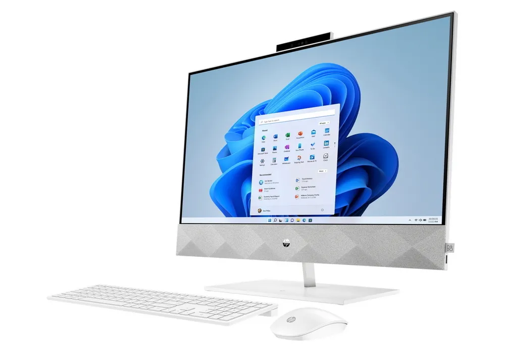 Computer All-in-One HP Pavilion 27-CA0015UR, 27", AMD Ryzen 7 5700U, 16GB/512GB, FreeDOS, Alb