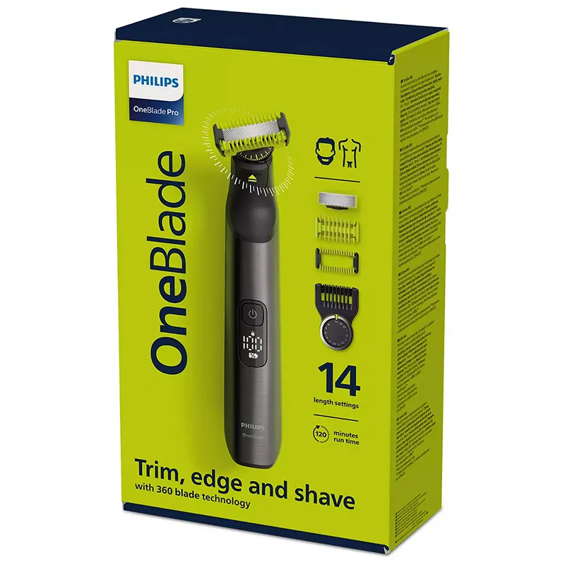 Trimmer pentru bărbați Philips OneBlade Pro 360 QP6551/17, Crom