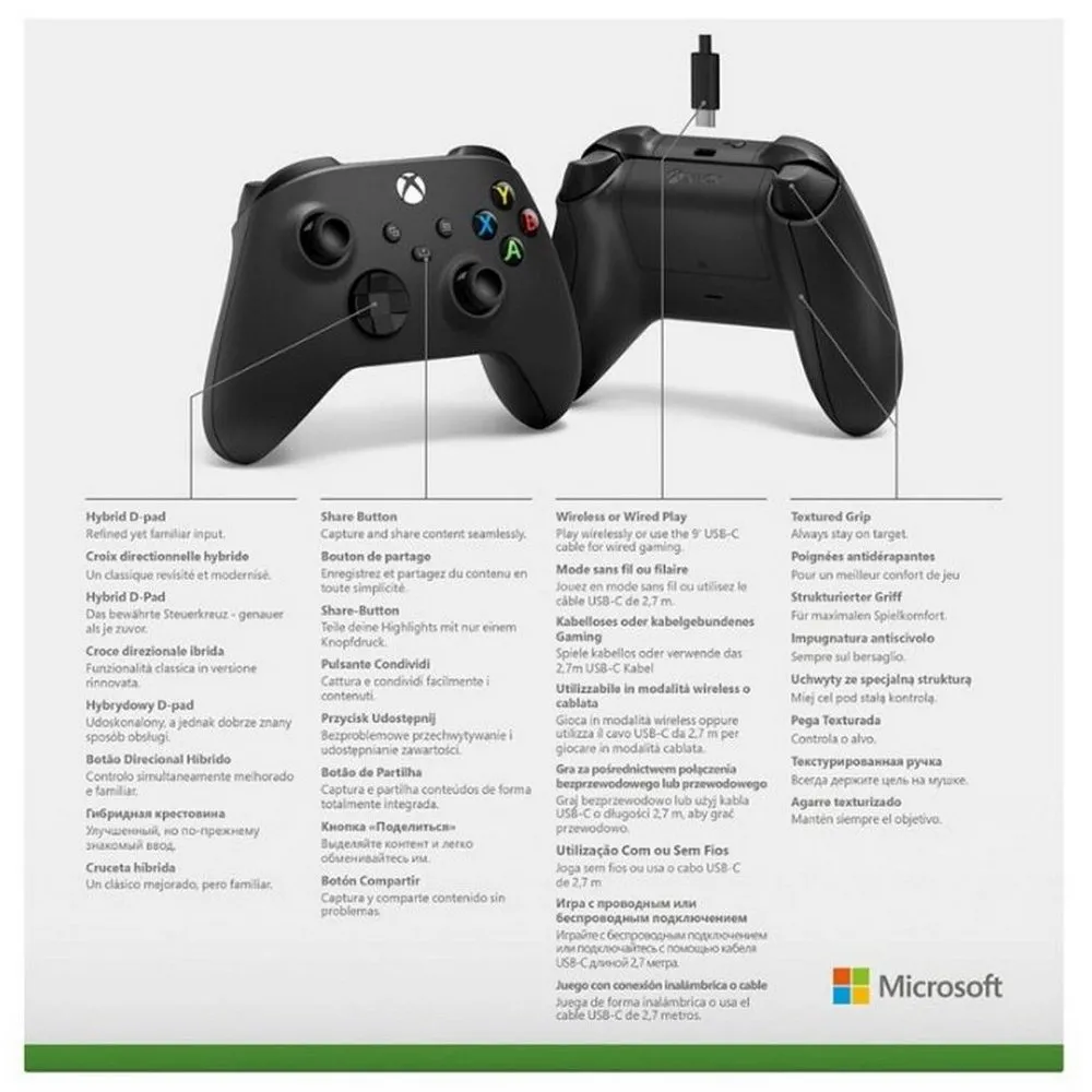 Controller wireless Xbox Series With Cable, Black