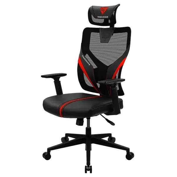 Scaun Gaming ThunderX3 Yama1, PU Piele, Negru/Rosu