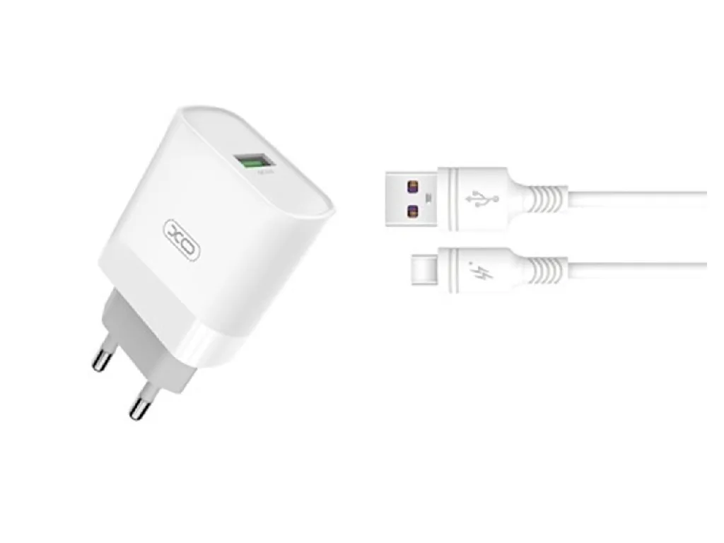 Wall Charger XO + Type-C Cable, Q.C3.0+PD 18W, L64, white