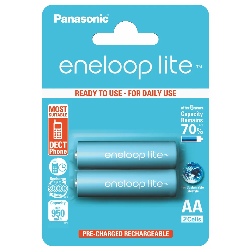  AA  Eneloop  Lite 950mAh, Blister*2, Panasonic, BK-3LCCE/2BE