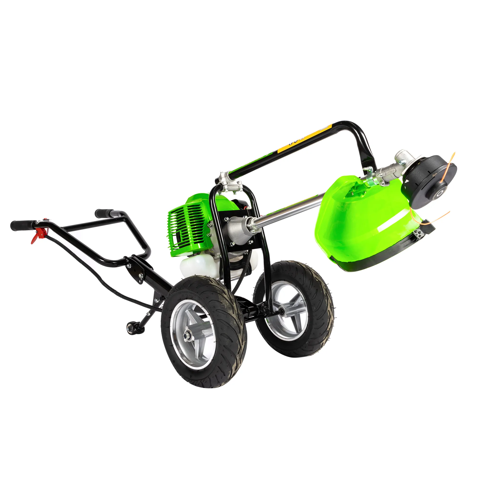 Motocoasa Micul Fermier cu roti, pe benzina, 3 accesorii