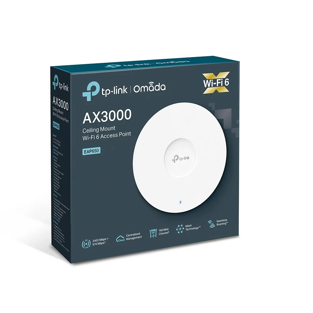 Punct de acces fără fir TP-LINK EAP650, 574 Mbps, 2402 Mbps, Alb