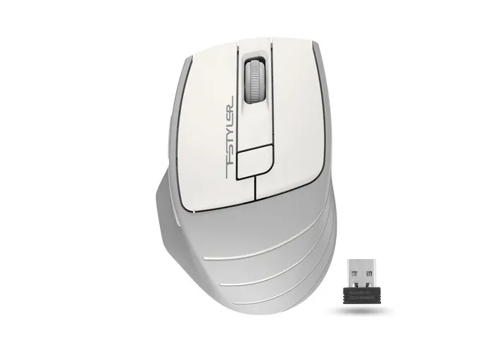 Wireless Mouse A4Tech FG30S Silent, 1000-2000 dpi, 6 buttons, Ergonomic, 1xAA, Grey/White