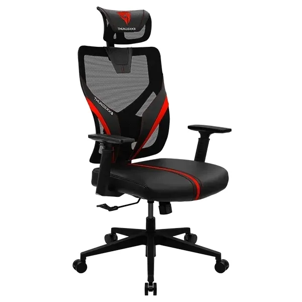 Scaun Gaming ThunderX3 Yama1, PU Piele, Negru/Rosu