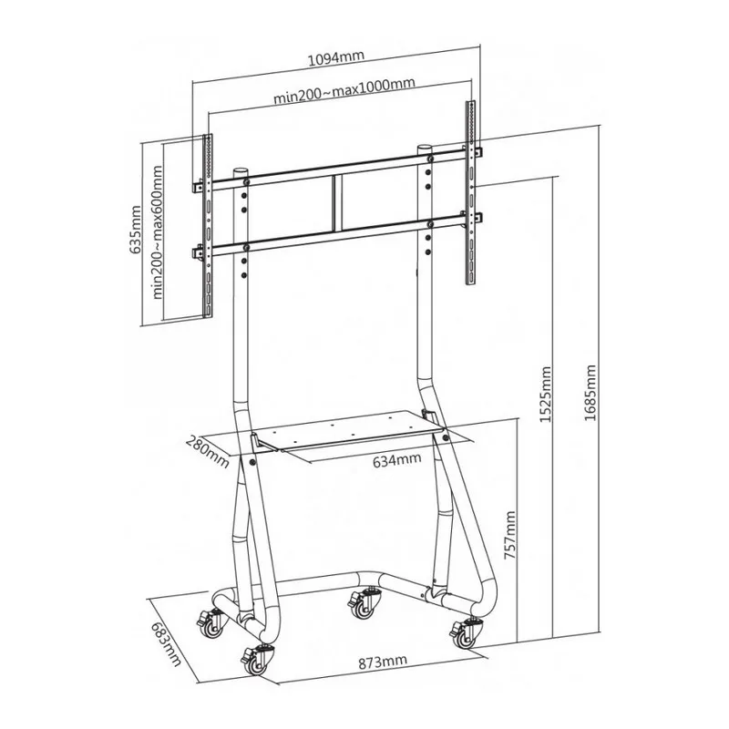 Suport TV Mobil Reflecta TV Stand 105P-Shelf, Negru