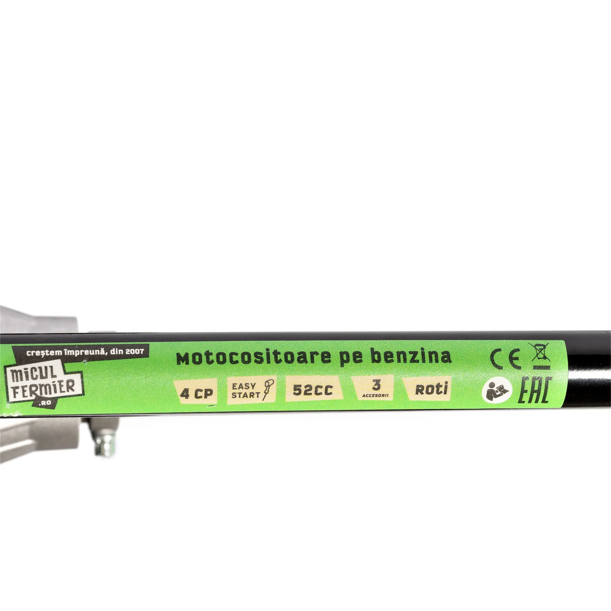 Motocoasa Micul Fermier cu roti, pe benzina, 3 accesorii