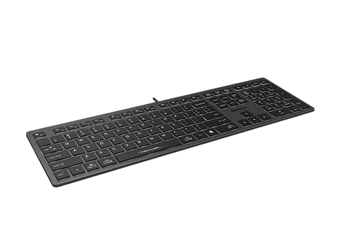 Keyboard A4Tech FX60, Low-Profile, Scissor Switch Keys, Chocolate Keycaps, Backlit, Grey, USB