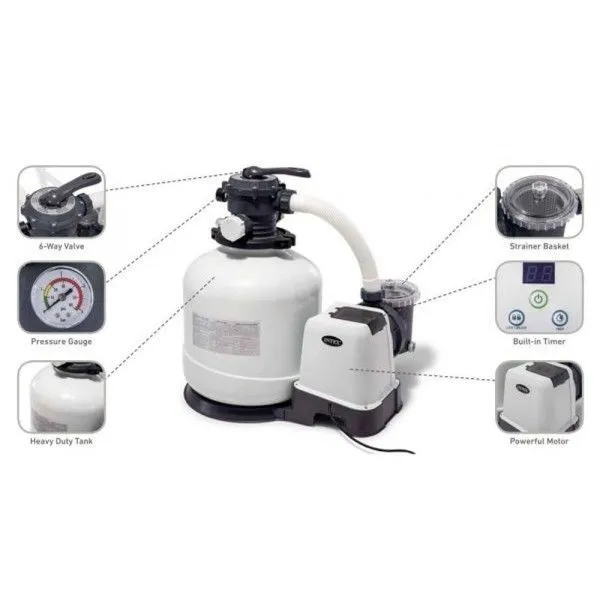 Accesorii pentru piscine Intex Krystal Clear, 7900L, Alb/Negru, 26646