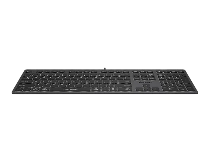 Keyboard A4Tech FX60, Low-Profile, Scissor Switch Keys, Chocolate Keycaps, Backlit, Grey, USB