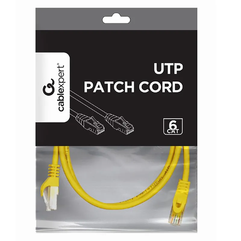 Patch cord Cablexpert PP6U-1M/Y, Cat6 UTP, 1m, Galben