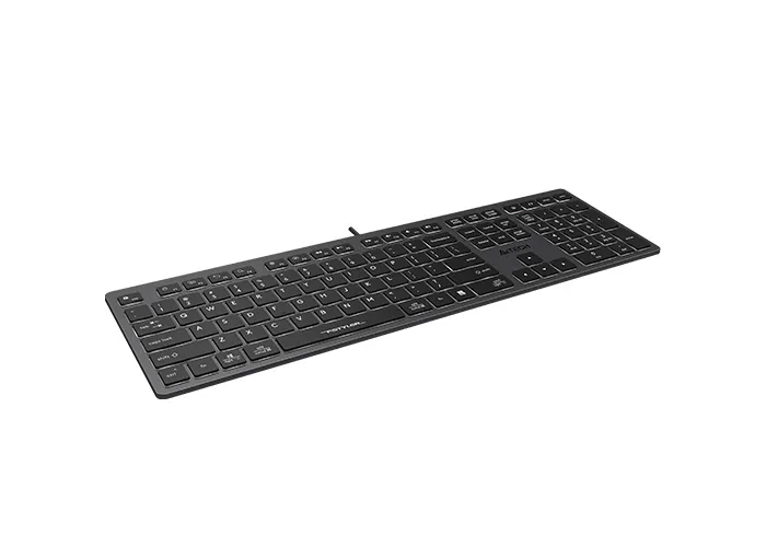 Keyboard A4Tech FX60, Low-Profile, Scissor Switch Keys, Chocolate Keycaps, Backlit, Grey, USB